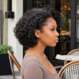TIMOPOL 10 Inch Short Curly Bob Jerry Curly Human Hair Wig 13x4 Lace Front, #1B Natural Black Glueless Wig Pre Plucked Hairline with Baby Hair for Black Women Daily Party