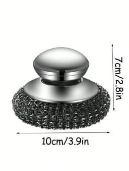 1/2 Pcs Stainless Steel Pot Brush With Handle, Heavy Duty Dish Scrubber Scouring Pad, Steel Wool Cleaning Brush, Suitable For Pots, Pans, Grill, Sink