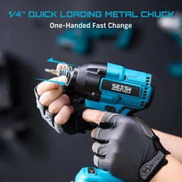 Seesii S531 Cordless Impact Driver Kit 21V Max Torque 1590 In-lbs(180 N.m) Impact Driver Set with Two 2.0 Ah Batteries 1/4" Hex Chuck Power Impact Driver w/ 20 Pcs Drill Bits 0-2500 RPM Variable Speed