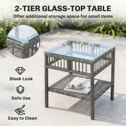 3 Pieces Pe Rattan Rocking Chair Set for Outdoor, Grey