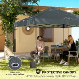 Outsunny 10 X 10 ft Pop up Canopy Tent with One Push Setup, Dark Gray
