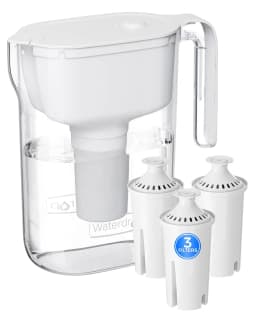 Waterdrop PT-11W 7-Cup Water Filter Pitcher with 3 Filters, White, Can Work with Brita® Water Pitchers & Filters, BPA-Free, Fast Flow, Reduces Chlorine and Lead, Up to 6 Months