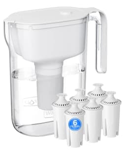 Waterdrop PT-11W 7-Cup Water Filter Pitcher with 3 Filters, White, Can Work with Brita® Water Pitchers & Filters, BPA-Free, Fast Flow, Reduces Chlorine and Lead, Up to 6 Months