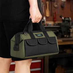 Deli 13 Inch Tool Bag Oxford Cloth Waterproof Double Sided Pockets with Shoulder Strap for Mechanics HVAC Engineers