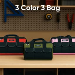 Deli 13 Inch Tool Bag Oxford Cloth Waterproof Double Sided Pockets with Shoulder Strap for Mechanics HVAC Engineers