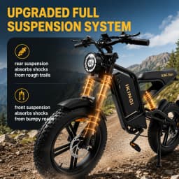 All‑Terrain Fat Tire Ebike for Adults 1500W Peak Motor 35MPH Max Speed 50Mile Assist Range Full Suspension E‑Bicycle