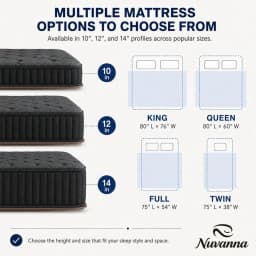 Mattress, 8 10 12 14 Size, Single, Double, King Queen, Large Bed Size, Memory Foam Blend Mattress, With Ergonomic Independent S