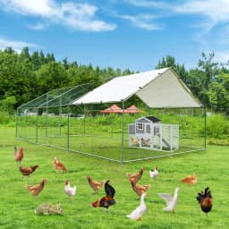 Heavy-Duty Large Metal Chicken Coop Run 6M X 3M 20ft X 10ft Sturdy Metal Frame Outdoor Backyard Garden Farm Poultry Pen for Hens Ducks Rabbits
