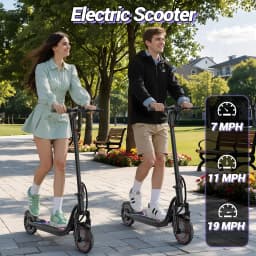 8.5'' Electric Scooter, 350W Powerful Motor & 19MPH Top Speed, 21 Miles Range, Folding E Scooter with Front Suspension for Teens and Adults