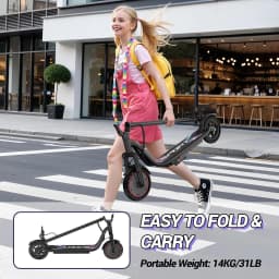 8.5'' Electric Scooter, 350W Powerful Motor & 19MPH Top Speed, 21 Miles Range, Folding E Scooter with Front Suspension for Teens and Adults