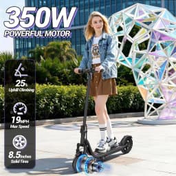 8.5'' Electric Scooter, 350W Powerful Motor & 19MPH Top Speed, 21 Miles Range, Folding E Scooter with Front Suspension for Teens and Adults