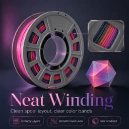 300g Rainbow PLA Filament 1.75mm 3D Printer Filament Heavy Neon Color Gradient Multi-Color Shiny Glossy Mini Spool Easy Printing
