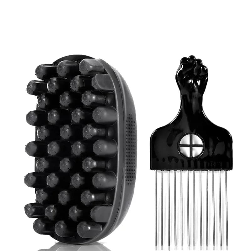 2Pcs Hair Styling Set Wave Twist Sponge Brush & Afro Pick Comb For Men Women Dreadlock Coily Curly Hair DIY Braid Styling Tool