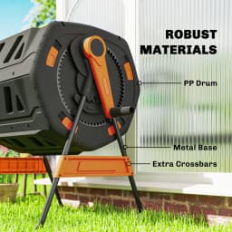 Compost Bin Outdoor, 53 Gal Dual Chamber Tumbling Compost, Orange
