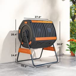 Compost Bin Outdoor, 53 Gal Dual Chamber Tumbling Compost, Orange