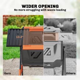 Compost Bin Outdoor, 53 Gal Dual Chamber Tumbling Compost, Orange