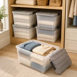 40 Qt Plastic Storage Bins with Lids 5‑Pack Stackable Storage Tote Containers Household Organizer for Garage Basement Closet Bedroom Toys Sundries Storage