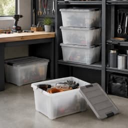 40 Qt Plastic Storage Bins with Lids 5‑Pack Stackable Storage Tote Containers Household Organizer for Garage Basement Closet Bedroom Toys Sundries Storage