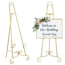 Heavy Duty Adjustable Sign Holder Stand, 3-Level Height & Angle Metal Easel for Wedding Welcome Sign, Photo Frame Display with Non-Slip Base for Indoor/Outdoor Events, Art Exhibition, Cafe Promotion