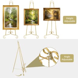 Heavy Duty Adjustable Sign Holder Stand, 3-Level Height & Angle Metal Easel for Wedding Welcome Sign, Photo Frame Display with Non-Slip Base for Indoor/Outdoor Events, Art Exhibition, Cafe Promotion
