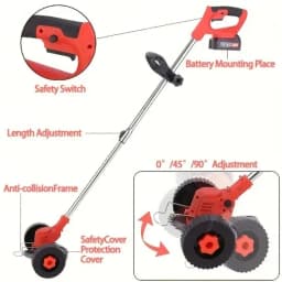 Cordless Electric Weed Wacker Portable Grass Trimmer with 3 Blade Types and 2 High Capacity Batteries Powerful Lawn Mower for Garden Yard Lawn Maintenance with Multiple Accessories