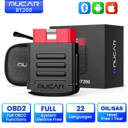 MUCAR BT200 OBD2 Scanner Full System Diagnostic Tools Oil SAS Reset Free Car Code Reader Work with MUCAR App On iOS & Android