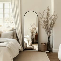 57"×19" Arched Full‑Length Floor Mirror, Freestanding Full‑Body Mirror with Stand, Wall‑Mountable Hanging Mirror for Bedroom, Living Room, Cloakroom, Home & Dorm Room Decor