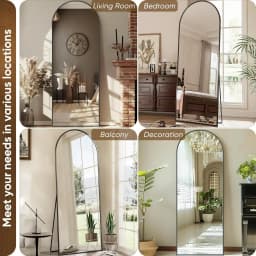 57"×19" Arched Full‑Length Floor Mirror, Freestanding Full‑Body Mirror with Stand, Wall‑Mountable Hanging Mirror for Bedroom, Living Room, Cloakroom, Home & Dorm Room Decor