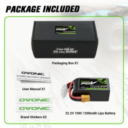 OVONIC 6S Lipo Battery 1200mAh 150C 22.2V XT60 Plug FPV Drone Battery for FPV Racing Freestyle Drones