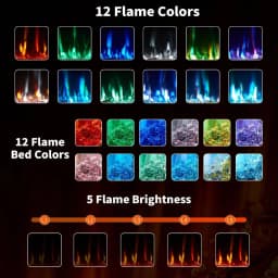 60 Inch Electric Fireplace Recessed Wall Mounted Linear Fireplace Heater with Log Crystal Inserts 12 Flame Colors Adjustable Speed Brightness 750 1500W Heats 400 Sq Ft Remote Control Touch Screen Built in Timer Low Noise for Living Room Bedroom