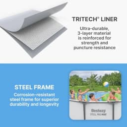 Steel Pro MAX 13' X 48' Above Ground Pool Round Metal Frame Outdoor Swimming Pool Set with Filter Pump Ladder and Cover Gray