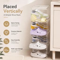 Multi-function Acrylic Book Magazine Bookshelf Storage | Clear Shoe Organizer 4 Sections Bag Closet Shelf | Handbag Storage Organizer Holder