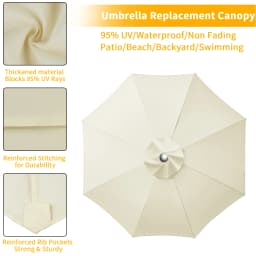 Replacement Canopy for 8 Ribs Umbrella Cover, Vented Top, Fits 8-Rib 2.7M/3M Patio Umbrella – Canopy Only