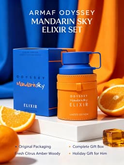 Armaf Odyssey Mandarin Sky Elixir Men's EDP, 3.4 oz/100ml, 1 Bottle, Fresh Citrus Amber Woody Long Lasting Cologne, Men's Fragrance Gift, Birthday, Fall, Halloween, Thanksgiving, Black Friday, Christmas, New Year Holiday Gift
