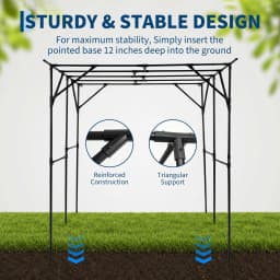 78in Metal Garden Arch Trellis With Netting For Climbing Plants, Outdoor Cucumber Tunnel Arbor For Raised Bed Backyard Walkway