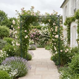 78in Metal Garden Arch Trellis With Netting For Climbing Plants, Outdoor Cucumber Tunnel Arbor For Raised Bed Backyard Walkway
