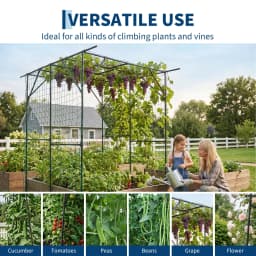 78in Metal Garden Arch Trellis With Netting For Climbing Plants, Outdoor Cucumber Tunnel Arbor For Raised Bed Backyard Walkway