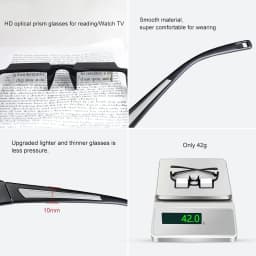 okcsc Lazy Reading Glasses Light Thinner Horizontal HD Glasses for Lying Down to Watch TV/Mobile Reading Books 90°Angle Prism Lazy Readers Glasses
