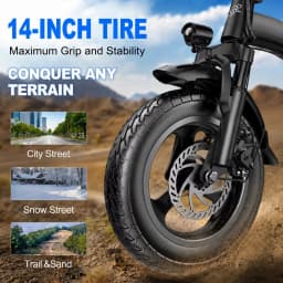 Folding Electric Bike for Adults, 500W Motor 48V 15Ah Removable Battery, 20MPH 35KM Range, 14" Fat Tire Commuter E-Bike with Dual Shock Absorbers & Disc Brakes