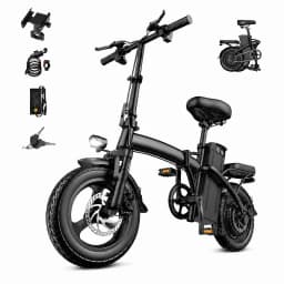 Folding Electric Bike for Adults, 500W Motor 48V 15Ah Removable Battery, 20MPH 35KM Range, 14" Fat Tire Commuter E-Bike with Dual Shock Absorbers & Disc Brakes