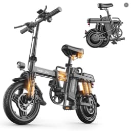 Folding Electric Bike for Adults, 500W Motor 48V 15Ah Removable Battery, 20MPH 35KM Range, 14" Fat Tire Commuter E-Bike with Dual Shock Absorbers & Disc Brakes