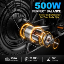 Folding Electric Bike for Adults, 500W Motor 48V 15Ah Removable Battery, 20MPH 35KM Range, 14" Fat Tire Commuter E-Bike with Dual Shock Absorbers & Disc Brakes