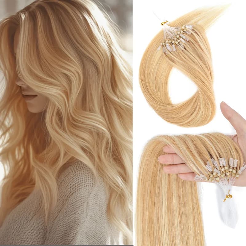 High Quality Micro Loop Human Hair Extensions Straight Silky Smooth 12 Inch To 20 Inch 30G Glossy Micro Link Hair For Daily Beauty Styling