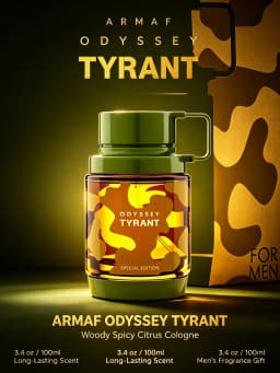 Armaf Odyssey Tyrant Men's EDP, 3.4 oz/100ml, 1 Bottle, Woody Spicy Citrus Long Lasting Cologne, Men's Fragrance Gift, Birthday, Anniversary, Fall, Halloween, Thanksgiving, Black Friday, Christmas, New Year Holiday Gift