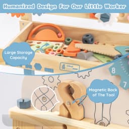 ROBUD Wooden Toy Workbench Tool Bench Set for Kids with Electric Drill Pretend Play STEM Learning Gift for Boys Girls Age 3+