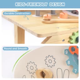 ROBUD Wooden Toy Workbench Tool Bench Set for Kids with Electric Drill Pretend Play STEM Learning Gift for Boys Girls Age 3+