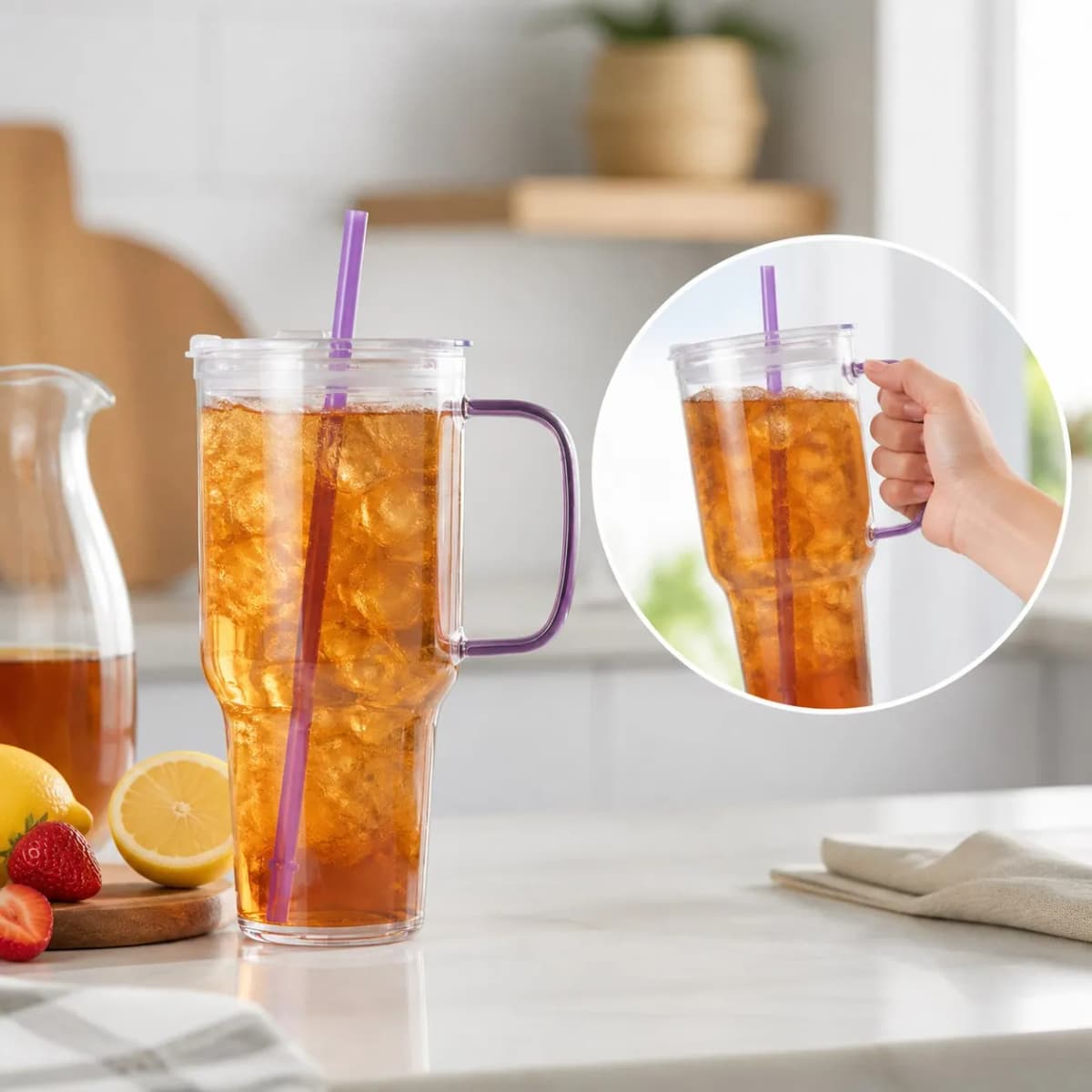 32 fl oz Large Glass Tumbler Purple
