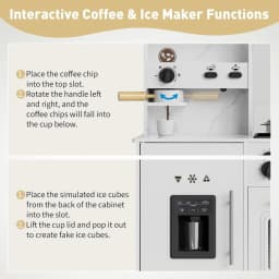 8-in-1 Wooden Play Kitchen Set For Kids gift With Lights Sounds,  Ice Maker, Coffee Machine, Washer, 11 Accessories & Storage, Ages 3+