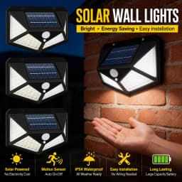 Solar Lights Outdoor, 2/4/6/8 Pack 100 LED Solar Motion Sensor Lights, 3 Lighting Modes, 270° Wide Angle Illumination, Solar Powered Waterproof Security Wall Lights for Backyard, Garden, Fence, Patio, Front Door and Outdoor Areas
