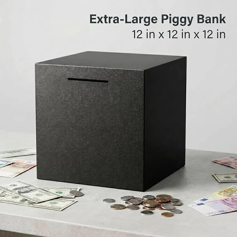 New Stainless Steel Piggy Bank Only In, No Export Banknotes Large-capacity Coin Boxes Safe Box Money Savings Bank For Kids